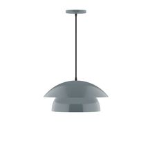 Montclair Light Works PEBX446-40-C20-L12 - 16&#34; Nest LED Pendant, white fabric cord with canopy, Slate Gray