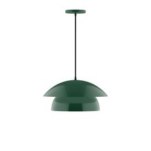 Montclair Light Works PEBX446-42-C21-L12 - 16&#34; Nest LED Pendant, white cord with canopy, Forest Green