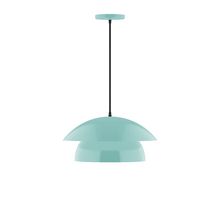 Montclair Light Works PEBX446-48-C21-L12 - 16&#34; Nest LED Pendant, white cord with canopy, Sea Green