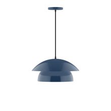 Montclair Light Works PEBX446-50-C20-L12 - 16&#34; Nest LED Pendant, white fabric cord with canopy, Navy