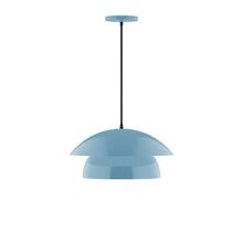 Montclair Light Works PEBX446-54-C02-L12 - 16&#34; Nest LED Pendant, black fabric cord with canopy, Light Blue