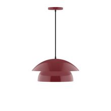 Montclair Light Works PEBX446-55-C22-L12 - 16&#34; Nest LED Pendant, white and gray dot fabric cord with canopy, Barn Red