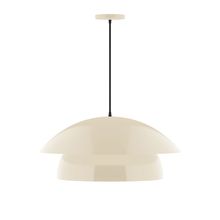 Montclair Light Works PEBX447-16-C25-L13 - 24" Nest LED Pendant, polished copper fabric cord with canopy, Cream