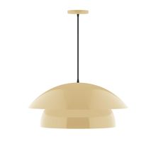Montclair Light Works PEBX447-17-C25-L13 - 24" Nest LED Pendant, polished copper fabric cord with canopy, Ivory