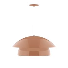 Montclair Light Works PEBX447-19-C01-L13 - 24" Nest LED Pendant, brown and ivory houndstooth fabric cord with canopy, Terracotta