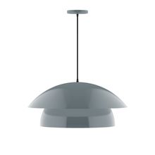 Montclair Light Works PEBX447-40-C24-L13 - 24" Nest LED Pendant, cool tweed fabric cord with canopy, Slate Gray