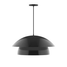 Montclair Light Works PEBX447-41-C27-L13 - 24" Nest LED Pendant, neutral argyle fabric cord with canopy, Black