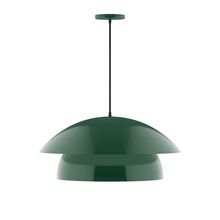 Montclair Light Works PEBX447-42-C24-L13 - 24" Nest LED Pendant, cool tweed fabric cord with canopy, Forest Green