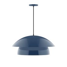 Montclair Light Works PEBX447-50-C27-L13 - 24" Nest LED Pendant, neutral argyle fabric cord with canopy, Navy