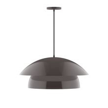 Montclair Light Works PEBX447-51-C27-L13 - 24" Nest LED Pendant, neutral argyle fabric cord with canopy, Architectural Bronze