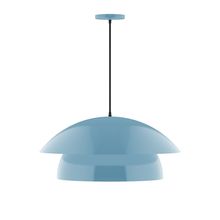 Montclair Light Works PEBX447-54-C25-L13 - 24" Nest LED Pendant, polished copper fabric cord with canopy, Light Blue