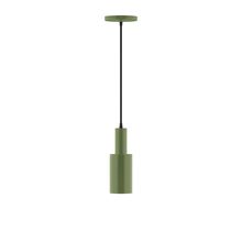 Montclair Light Works PEBX450-22-C24-L10 - 3.5" Stack Mini Cylinder LED Pendant, cool tweed fabric cord with canopy, Fern Green