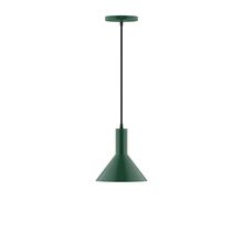 Montclair Light Works PEBX451-42-C12-L10 - 8" Stack Mini Cone LED Pendant, gray fabric cord with canopy, Forest Green