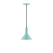 Montclair Light Works PEBX451-48-C22-L10 - 8" Stack Mini Cone LED Pendant, white and gray dot fabric cord with canopy, Sea Green