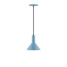 Montclair Light Works PEBX451-54-C16-L10 - 8" Stack Mini Cone LED Pendant, navy mini tweed fabric cord with canopy, Light Blue