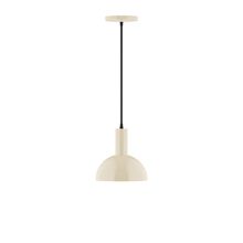 Montclair Light Works PEBX456-16-C02-L10 - 8" Stack Mini Dome LED Pendant, black fabric cord with canopy, Cream