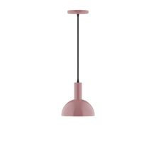 Montclair Light Works PEBX456-20-C22-L10 - 8" Stack Mini Dome LED Pendant, white and gray dot fabric cord with canopy, Mauve