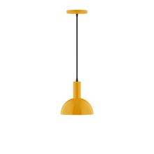 Montclair Light Works PEBX456-21-C24-L10 - 8" Stack Mini Dome LED Pendant, cool tweed fabric cord with canopy, Bright Yellow