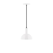 Montclair Light Works PEBX456-44-C12-L10 - 8" Stack Mini Dome LED Pendant, gray fabric cord with canopy, White