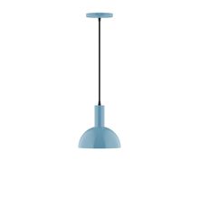 Montclair Light Works PEBX456-54-C26-L10 - 8" Stack Mini Dome LED Pendant, ivory fabric cord with canopy, Light Blue