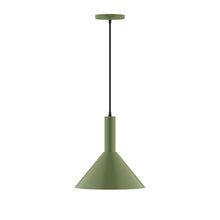 Montclair Light Works PEBX466-22-C20-L12 - 12" Stack Cone LED Pendant, white fabric cord with canopy, Fern Green