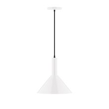 Montclair Light Works PEBX466-44-C02-L12 - 12" Stack Cone LED Pendant, black fabric cord with canopy, White