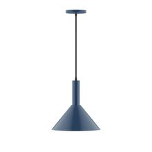 Montclair Light Works PEBX466-50-C12-L12 - 12" Stack Cone LED Pendant, gray fabric cord with canopy, Navy