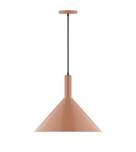 Montclair Light Works PEBX467-19-C25-L13 - 18" Stack Cone LED Pendant, polished copper fabric cord with canopy, Terracotta