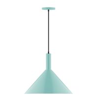 Montclair Light Works PEBX467-48-C21-L13 - 18" Stack Cone LED Pendant, white cord with canopy, Sea Green