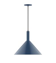 Montclair Light Works PEBX467-50-C27-L13 - 18" Stack Cone LED Pendant, neutral argyle fabric cord with canopy, Navy