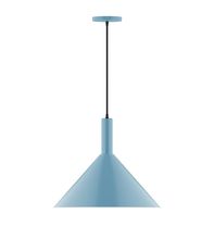 Montclair Light Works PEBX467-54-C12-L13 - 18" Stack Cone LED Pendant, gray fabric cord with canopy, Light Blue