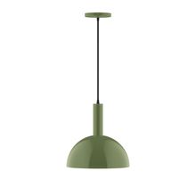 Montclair Light Works PEBX471-22-C27-L12 - 12" Stack Dome LED Pendant, neutral argyle fabric cord with canopy, Fern Green