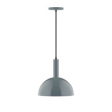 Montclair Light Works PEBX471-40-C27-L12 - 12" Stack Dome LED Pendant, neutral argyle fabric cord with canopy, Slate Gray