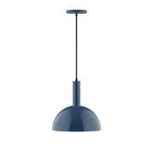 Montclair Light Works PEBX471-50-C21-L12 - 12" Stack Dome LED Pendant, white cord with canopy, Navy