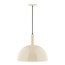 Montclair Light Works PEBX472-16-C12-L13 - 18" Stack Dome LED Pendant, gray fabric cord with canopy, Cream