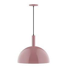 Montclair Light Works PEBX472-20-C16-L13 - 18" Stack Dome LED Pendant, navy mini tweed fabric cord with canopy, Mauve