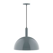 Montclair Light Works PEBX472-40-C27-L13 - 18" Stack Dome LED Pendant, neutral argyle fabric cord with canopy, Slate Gray