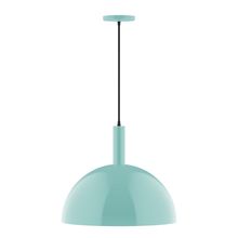 Montclair Light Works PEBX472-48-C22-L13 - 18" Stack Dome LED Pendant, white and gray dot fabric cord with canopy, Sea Green