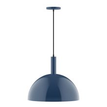 Montclair Light Works PEBX472-50-C04-L13 - 18" Stack Dome LED Pendant, black and white houndstooth fabric cord with canopy, Navy