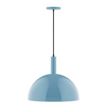 Montclair Light Works PEBX472-54-C21-L13 - 18" Stack Dome LED Pendant, white cord with canopy, Light Blue