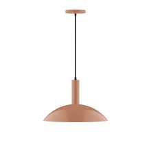 Montclair Light Works PEBX476-19-C24-L13 - 16&#34; Stack Half Dome LED Pendant, cool tweed fabric cord with canopy, Terracotta