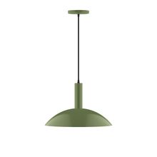 Montclair Light Works PEBX476-22-C16-L13 - 16" Stack Half Dome LED Pendant, navy mini tweed fabric cord with canopy, Fern Green