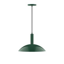 Montclair Light Works PEBX476-42-C22-L13 - 16" Stack Half Dome LED Pendant, white and gray dot fabric cord with canopy, Forest Green