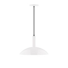 Montclair Light Works PEBX476-44-C20-L13 - 16" Stack Half Dome LED Pendant, white fabric cord with canopy, White