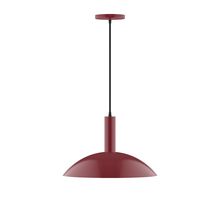 Montclair Light Works PEBX476-55-C25-L13 - 16" Stack Half Dome LED Pendant, polished copper fabric cord with canopy, Barn Red