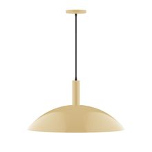 Montclair Light Works PEBX477-17-C01-L14 - 24" Stack Half Dome LED Pendant, brown and ivory houndstooth fabric cord with canopy, Ivory