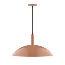 Montclair Light Works PEBX477-19-C27-L14 - 24" Stack Half Dome LED Pendant, neutral argyle fabric cord with canopy, Terracotta