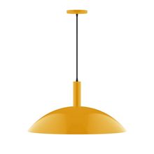 Montclair Light Works PEBX477-21-C25-L14 - 24" Stack Half Dome LED Pendant, polished copper fabric cord with canopy, Bright Yellow