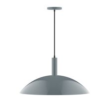 Montclair Light Works PEBX477-40-C02-L14 - 24" Stack Half Dome LED Pendant, black fabric cord with canopy, Slate Gray