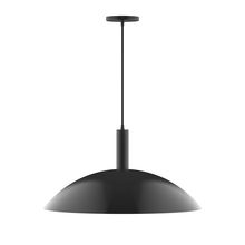 Montclair Light Works PEBX477-41-C27-L14 - 24" Stack Half Dome LED Pendant, neutral argyle fabric cord with canopy, Black